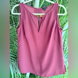 Ann Taylor Burgundy/Rust Sleeveless Blouse Top with Keyhole Neckline